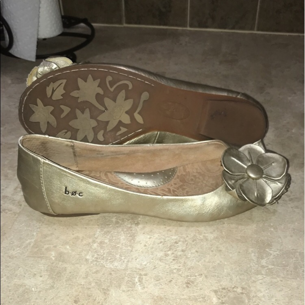 Bøc gold leather flats sz 7